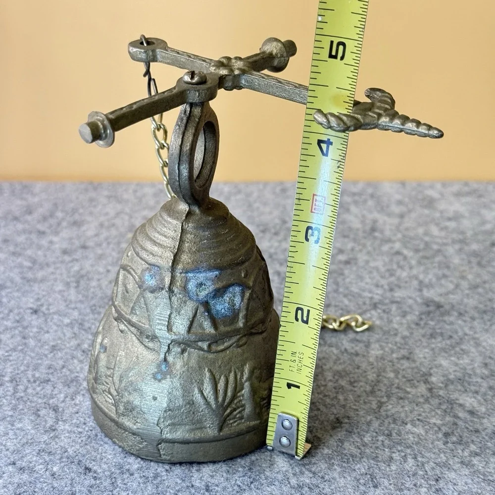 VTG SOLID BRASS Monastery Sanctuary Liturgical Bell With Embossed Design 4